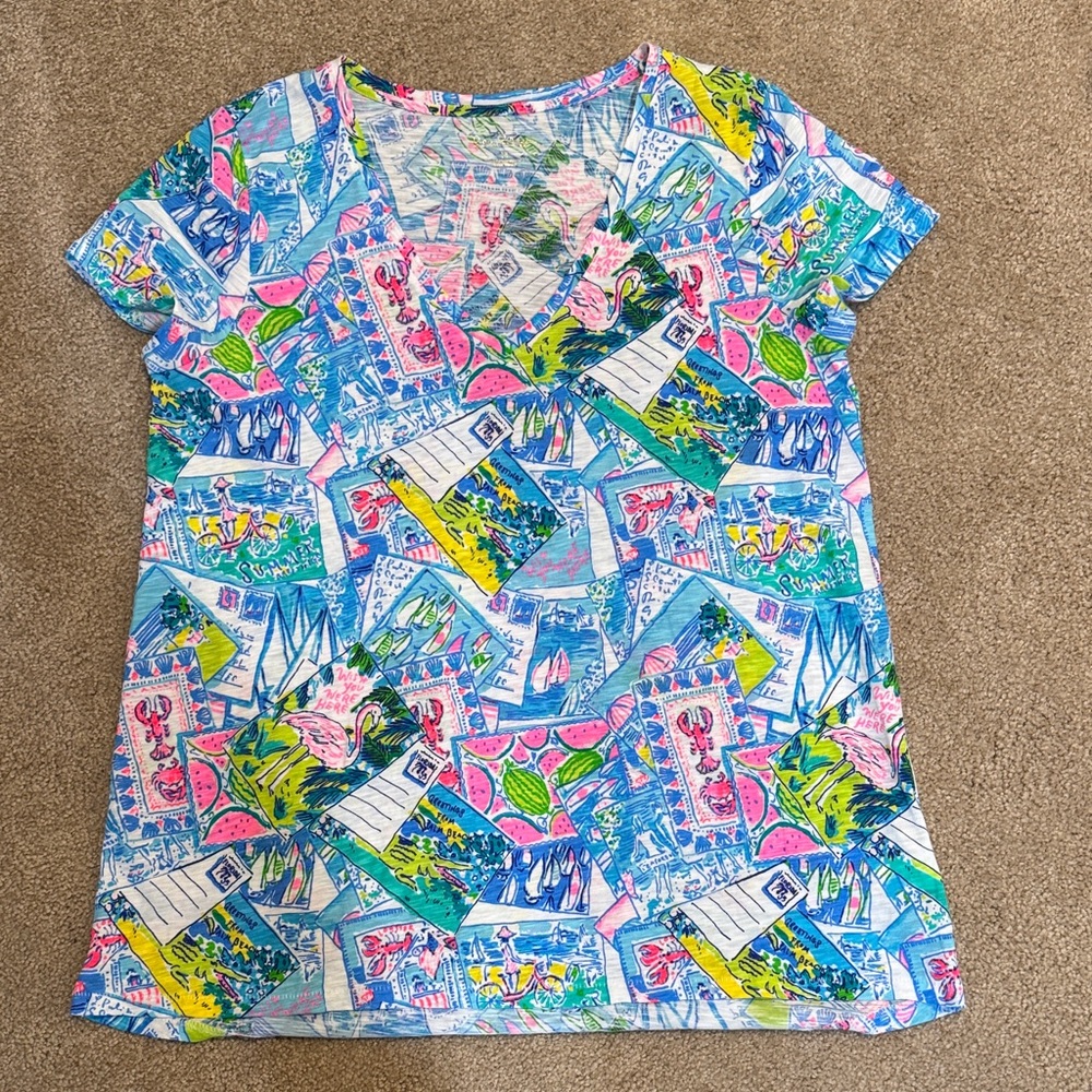Lilly Pulitzer Colorful Graphic Short Sleeve Tee